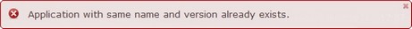 Error message_same application exists