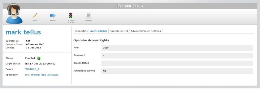 Operator Details Page Access Rights Tab No Voice View