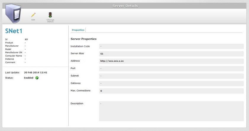 Server Details Page NON MCL server