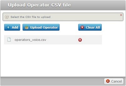 Upload Operator CSV File Result Window