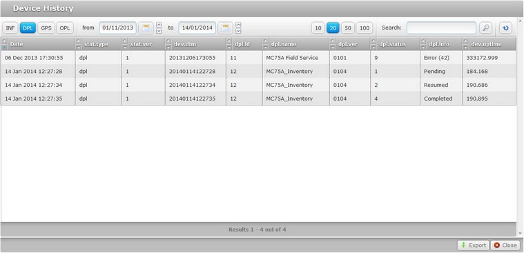 Device History DPL tab