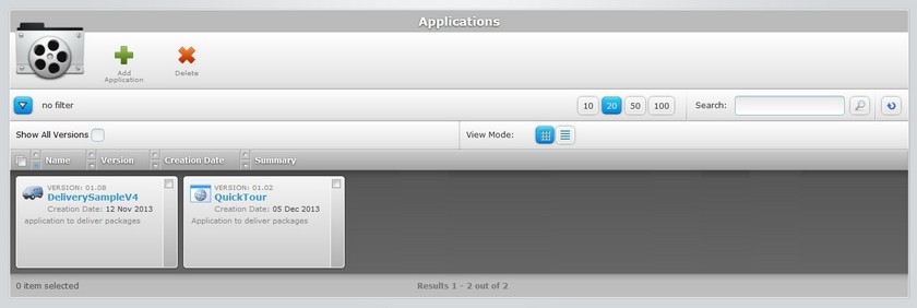 Applications Page Grid View