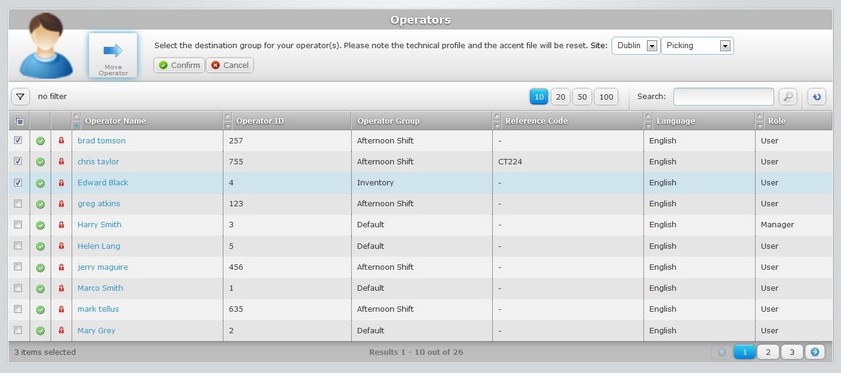 Operators Page Move Operator Confirmation