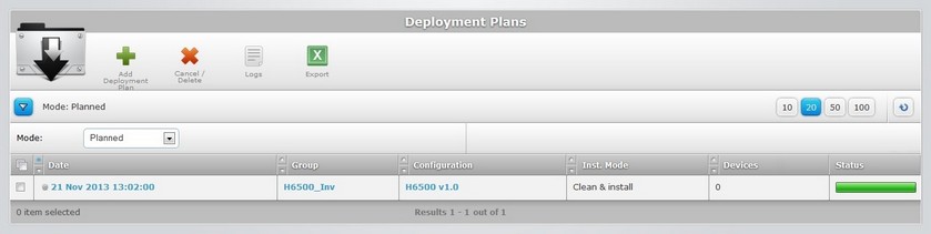 Deployment Plans page Planned View