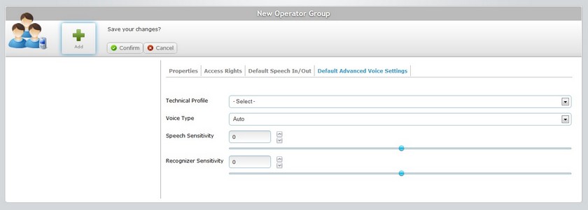 New Operator Group Page Default Advanced Voice Settings  Tab