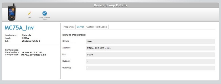 Device Group Details Page Server Tab View