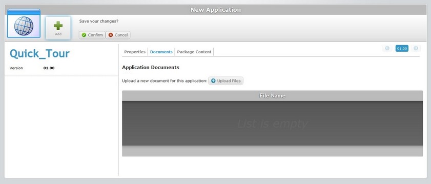 New Application Page Documents Tab