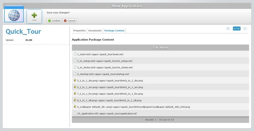 New Application Page Pack Content Tab