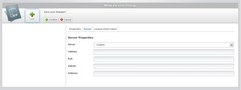 New Device Group Server Tab