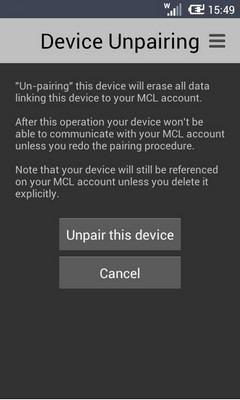 Unpairing Android 3