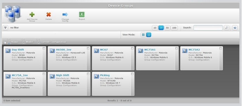 Device Groups Page Grid View