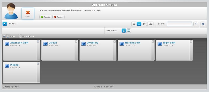 Operator Groups Page Delete Confirmation
