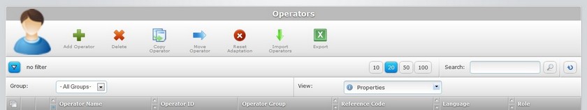 Operators Page Navigation