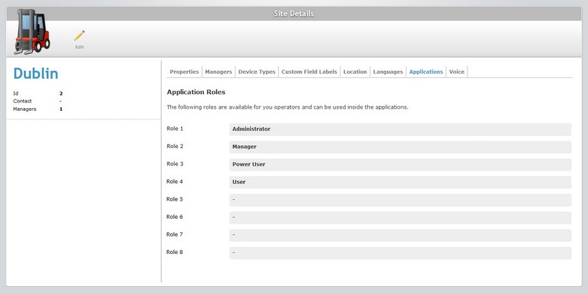 Site Details Applications Tab Read