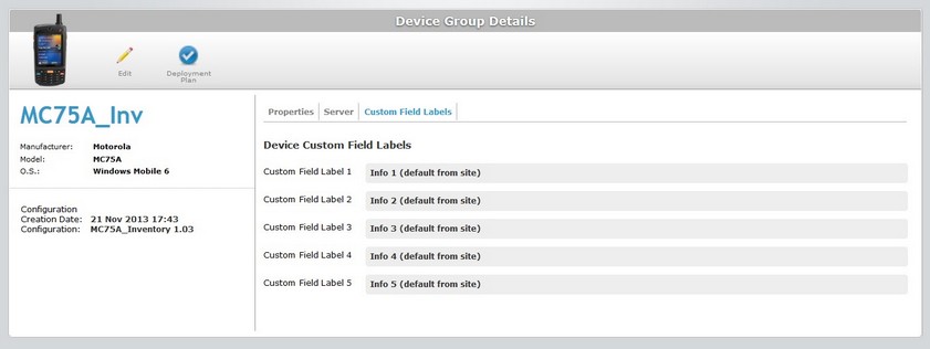 Device Group Details Page Cust Field Lab Tab View