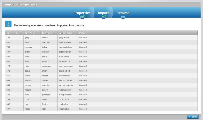 Import New Operators Step 2 Result