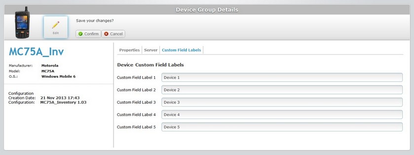 Device Group Details Page Cust Field Lab Tab Edit