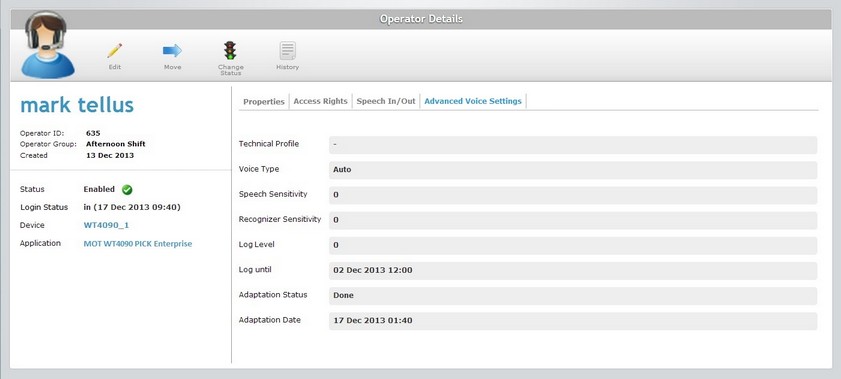 Operator Details Page Advanced Voice Settings Tab View