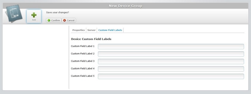 New Device Group Cust field Label Tab