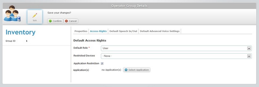 Operator Group Details Page Access Rights Tab App Restrictions2