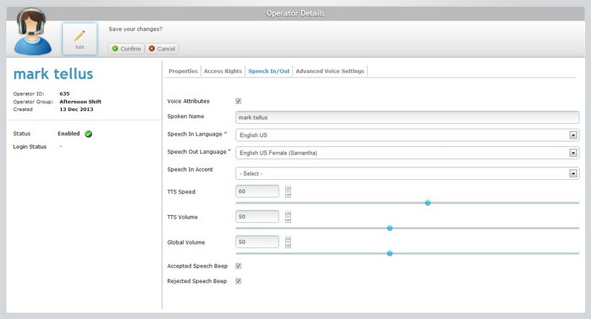 Operator Details Page Speech In Out Tab Voice Edit